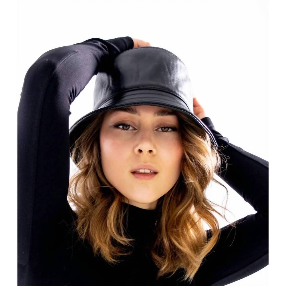 NEW MITCHIE'S MATCHINGS leather bucket hat in black